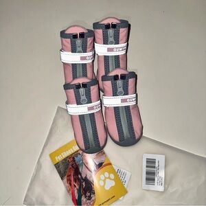 NWT QUMY Waterproof Dog Boots | Pink Reflective Shoes (Size 4)